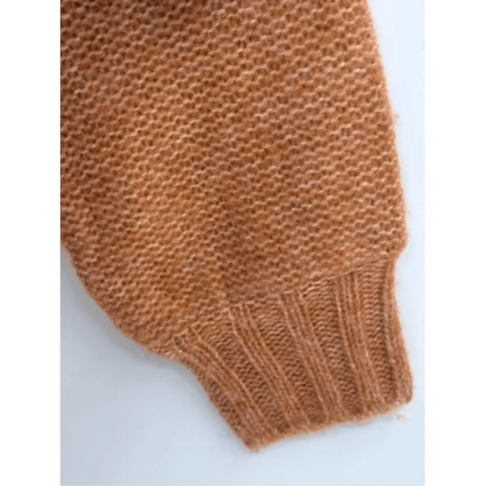 Aerie Sweater Chunky Oversized‎ Tunic Women Medium Orange Tan Long Sleeve Knit